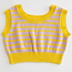 Hammies Knit Crop Top in Powder Purple/Yellow